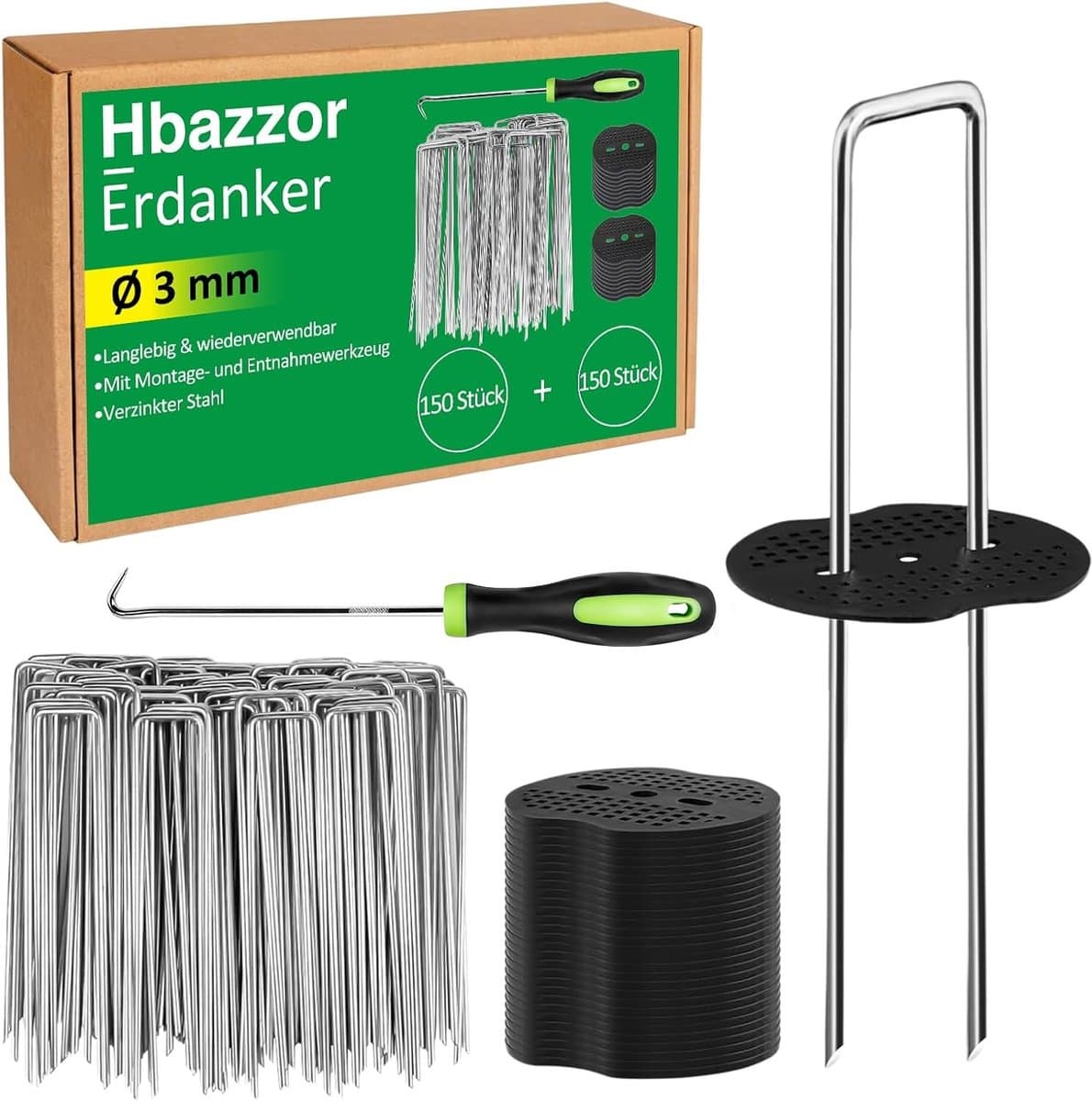 Grondanker - Verzinkt Staal - 150 Stuks - 150 x 25 mm - Duurzame Tuinbevestiging voor Diverse Toepassingen — afbeelding 1