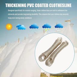 Waslijn uittrekbaar - Transparant - 30 meter - Stalen kern met PVC coating - Voor buitengebruik en camping — thumbnail 5