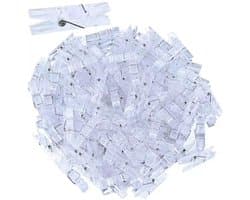 Dailygoods- Knijpers Mini 100 Stuks - Kunststof - Transparant - Wasknijpers - Fotoknijpers - Decoratie - Robuuste Klemkracht