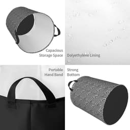 Ronde Wasmand - Opbergbak - Thuis Organiseren - Waterdichte Stof - 50 x 40 cm - Zwart Wit — thumbnail 5