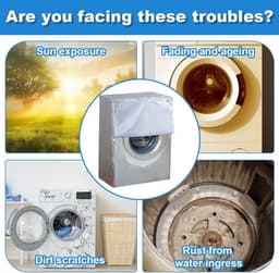Wasmachine Beschermhoes - Stofdichte Hoes voor Wasmachines en Drogers - Wasmachine overtrek - 62 x 50 x 89 cm - Waterdicht, Zonwerend en Stofdicht - Past op de meeste machines met voorlader - Zilver — thumbnail 3