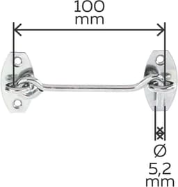 SnelShoppen - Stormhaak 100mm met Hoekplaat en Oogjes | Gegalvaniseerd Staal | 5,2mm Haak-Ø | Voor Tuin, Camping en Klussen — thumbnail 1