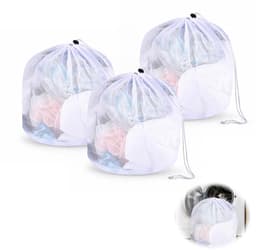 SnelShoppen - 3 Stuks Wasnet voor Wasmachine 40x50 cm - Grote Waszak met Trekkoord - Duurzaam Nylon - Perfect voor Beha, Ondergoed, Sokken, Panty's, K — thumbnail 1