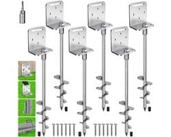 SnelShoppen - 6 stuks 76 cm Grondankers Schroef met L-Beugel voor Trampoline, Swing Set, Tent, Luifel, Carport - Taps Toelopende Spiraal Ankers 2,8 In