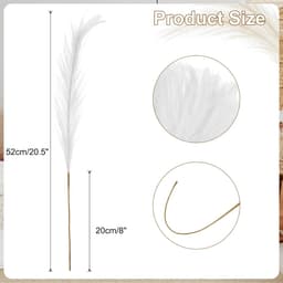 50 stuks kunstpampasgras, 52 cm, kunstmatig droog pampasgras, decoratie met steel, voor vloervaas, vulling, bruiloftsdecoratie, woonkamerdecoratie, wit — thumbnail 5