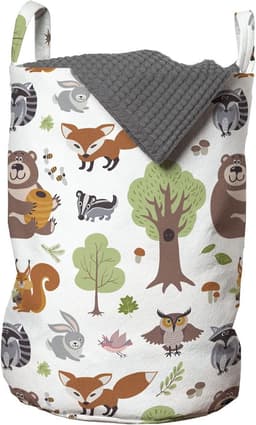 Waszak Duurzaam - Wasmand met Handgrepen - Koordsluiting - 33 cm Breed x 49 cm Hoog - Bedrukte Mand - Geschikt voor Wasgoed en Speelgoed - Opbergmand — thumbnail 1