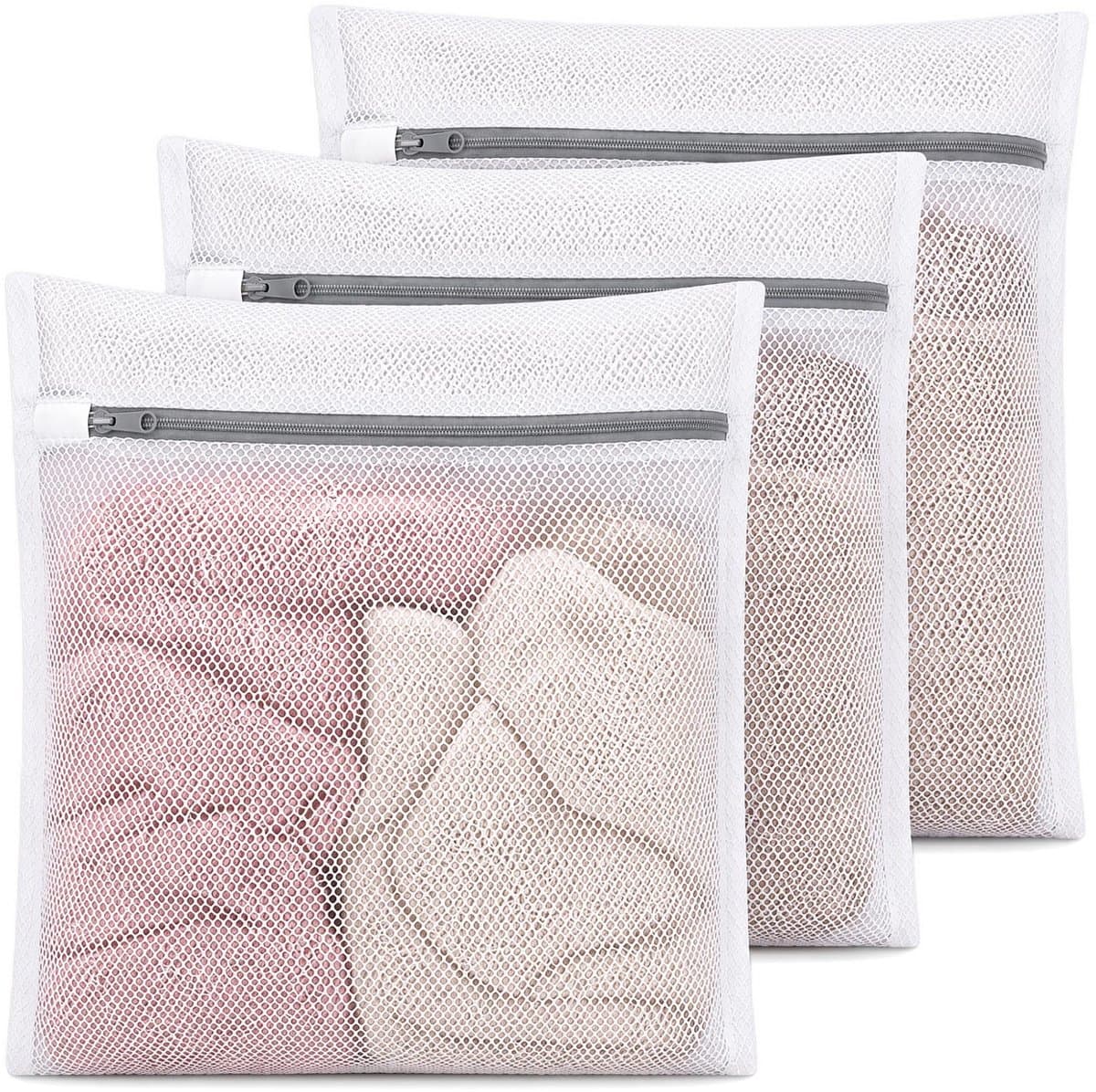 Waszakken 3 stuks, wasmachinehoezen met ritssluiting 30 x 40 cm, waszakken, sokken, beha's, netzakken voor fijne was — afbeelding 1