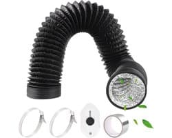 Ventilatieslang 3 inch 6.5 FT - Aluminium PVC - Flexibel - Ideaal voor airconditioning - ShopVlot