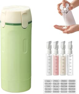 4-in-1 reisdispenser, navulbaar, lekvrij design, groen | Draagbare reisflessen om te vullen, altijd bij de hand, shampoo, crème, spoeling, lichaamsverzorging — thumbnail 2