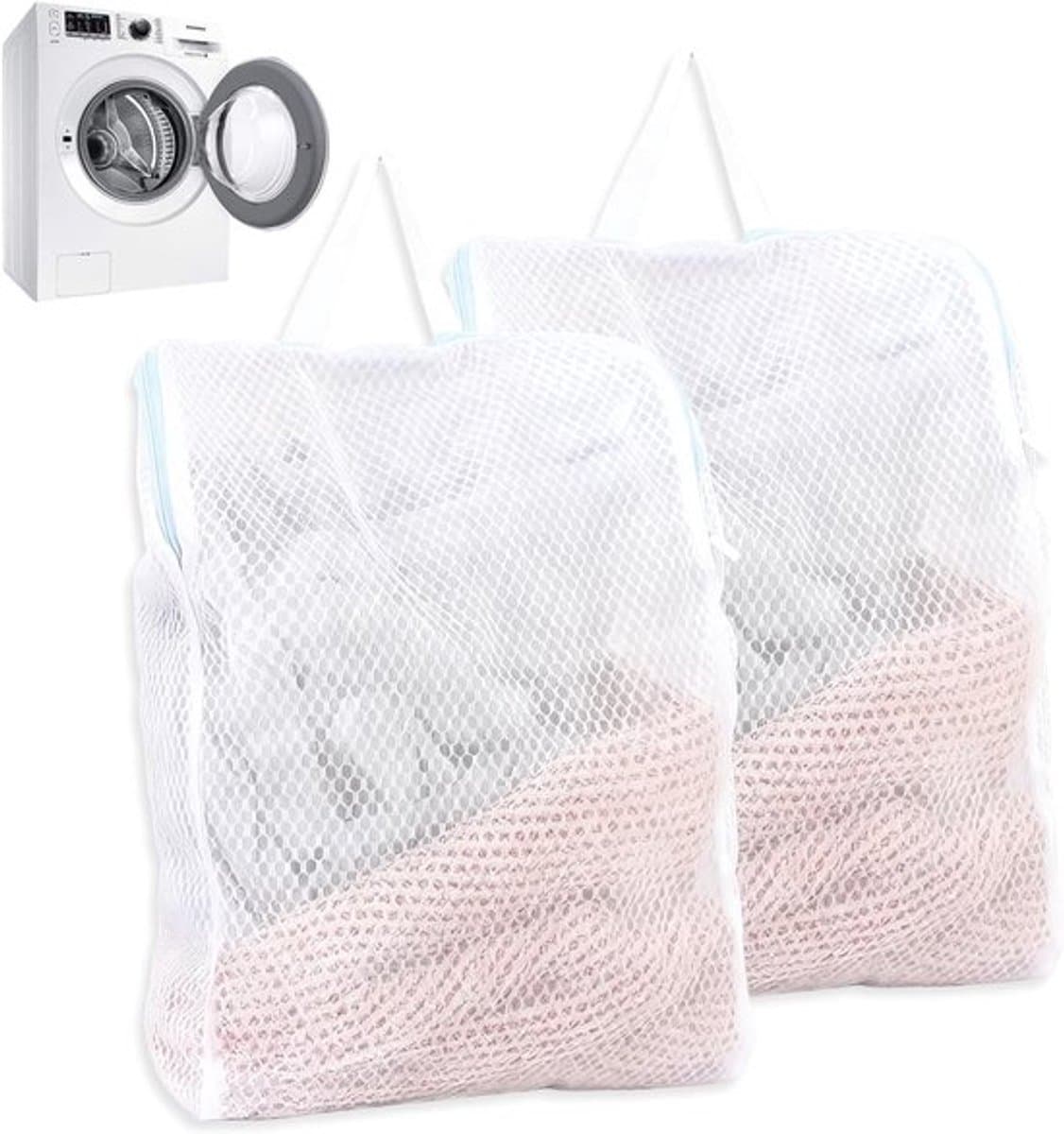 Grote wasnetten met handvatten en rits, 50 x 55 cm, ideaal voor ondergoed, delicate kleding en beddengoed — afbeelding 1