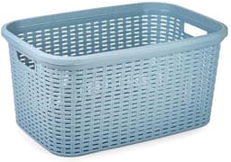 Plasticforte Wasmand - 35 liter - rotan - blauw - kunststof - 53 x 36 x 26 cm - draagmand - met handvatten - lichtgewicht — thumbnail 4