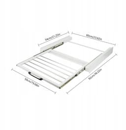 Tussenstuk voor Wasmachine & Droger - Stapelkit Wasmachine en Droger - met Uitschuifbare Plank - 10 kg - 4 Antislip Pads - Universeel - Ruimtebesparend - Stapelkit met Verschuifbaar Handdoekhouder - Voor Kleine Wasruimtes - Wit — thumbnail 3