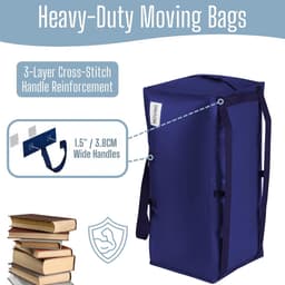 6 Pack Verhuiszakken Heavy-Duty Extra Grote W/Rugzak Riemen, Verhuisbenodigdheden, Sterke Handgrepen & Ritssluitingen, Kleding Opslag, Verpakking, Waszakken, Herbruikbaar en Duurzaam (Blauw, 6 — thumbnail 2