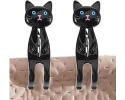 Kat Vorm Handdoek Clips - Wasknijpers Kattenpoot - Kleding Drogen - Antislip Ontwerp - 73 cm - Zwart
