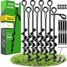 SnelShoppen - Ground Anchors 48 cm Set van 8 met Duurzame Straps - Grondankers voor Tent, Schommels, Luifels - Bijzonder Stabiliteit en Eenvoudige Ins — thumbnail 1