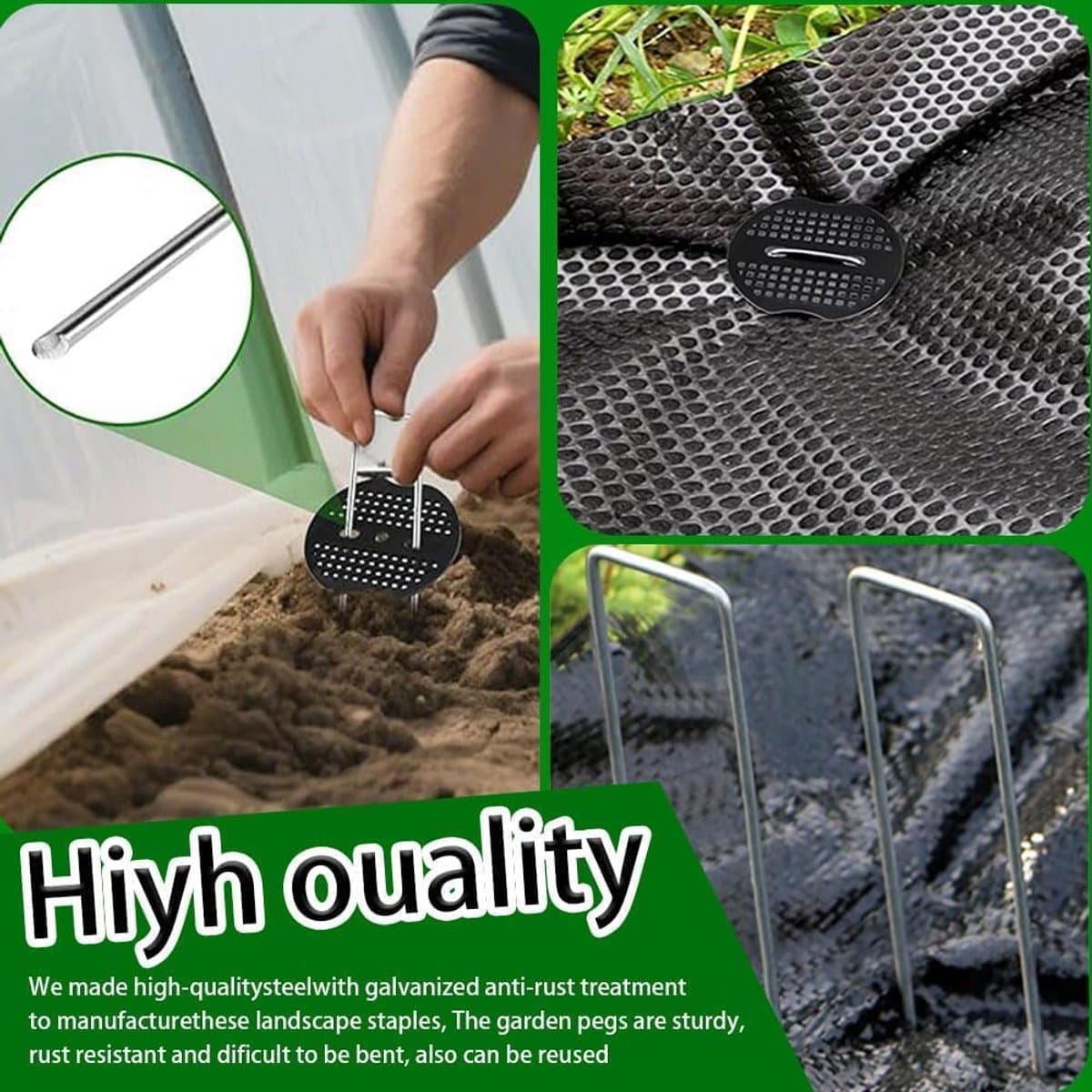 Tuinharingen 15 cm - verzinkt staal - 60 stuks met sluitringen - voor stevige bevestiging in de tuin - ShopVlot — afbeelding 1