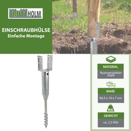 TRUTZHOLM Grondbus 10x10 cm om te Schroeven Set van 4 - U-Profiel Grondanker 86.5cm - Thermisch Verzinkt Paalhouder 100mm — thumbnail 4