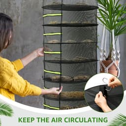 8-laags droognet voor kruiden, droognet Grow met standaard, kruidendroger hangend, kruidendroognet met S-haak, inklapbaar hangnet voor gedroogde bloemen, vis, vlees, breedte 60 cm — thumbnail 4