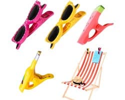 4 stuks strandhanddoekclips, grote draagbare grappige wasknijpers voor ligstoelen, winddichte handdoekklemmen voor strand, tuin, zwembad of ligstoel