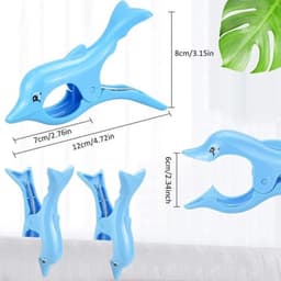 Strandhanddoekklem - 4 Stuks - Antislip - Winddicht - Lichtgewicht - Robuust Kunststof - Dolfijn Vormgeving - Handdoekclip — thumbnail 2