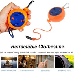 Uittrekbare Waslijn - Draagbare Lijn - Kleding Drogen - Verstelbare Lengte - 8 Meter - Oranje — thumbnail 5