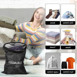 Waterdichte waszakken set van 4, 3 maten voor vuile kleding, zwemmen, yoga en training, opvouwbare waszakken voor reizen en gezinsvakanties — thumbnail 3
