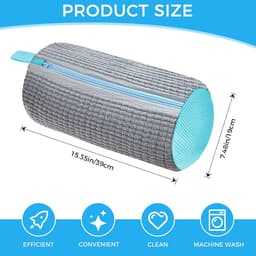 2 stuks schoenwasmachinetas, Waszakken voor de Wasmachine met Ritssluiting, pluche schoenenwaszak,360° reiniging van de tas,multifunctionele bescherming, voor sportschoenen, tennisschoenen (grijs) — thumbnail 3