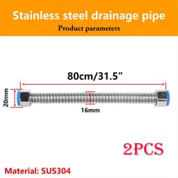 Dailygoods- Flexibele Waterleiding 80 cm - Roestvrij Stalen Gegolfde Pijp - Antitwist Slangconnector - Onbreekbare Waterpijp - Voor Keuken/Badkamer - Handig in Gebruik — thumbnail 2