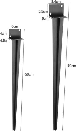 Grondanker Inslag - Paaldrager Huls - Tuinprojecten Stabiliseren - Roestwerend IJzer - 700 mm Lengte - Zwart — thumbnail 3