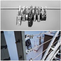 33ft Vinylgecoate Roestvrijstalen Staalkabel voor Wasrek - 2 Aluminium Hulzen - Transparant - 3/32 inch - 10m — thumbnail 4