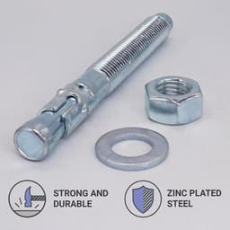 Wigankers - Keilankers metalen pluggen - Beton bevestigen - Verzinkt staal - M16 x 140 mm - Zilverkleurig — thumbnail 2