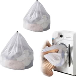 Set van 2 Waszakken, Grote Opbergzakken voor Vuile Was met Trekkoord, Vouwbare Wasmand voor Thuis en Reizen, Ideaal voor Organisatie en Ruimtebesparing (1 stuk 30 cm x 40 cm, 1 stuk 60 cm x 80 cm) — thumbnail 1