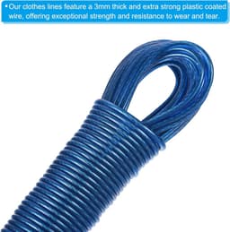 Gecoate Waslijn - Kledinglijn Draad - Buiten Drogen - Extra Sterke Staalkern - 3mm x 20 Meter - Blauw — thumbnail 4