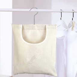 Wasknijperhouder Tas - Canvas Zakje - Was Ophangen - 360 Graden Draaibaar - 32x27 cm - Beige — thumbnail 2