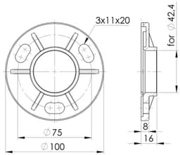 Grondflens Roestvrij Staal - Vloeranker Leuningpaal - Balustrade Bevestigen - V2A AISI 304 Materiaal - 424 mm Diameter - Zilver — thumbnail 2