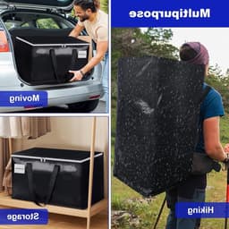 Grote waszakken met rits en label, 105L stevige opbergtassen voor kleding, reizen en verhuizing, ideaal voor tuinaccessoires en kampeerspullen (4 stuks) — thumbnail 1