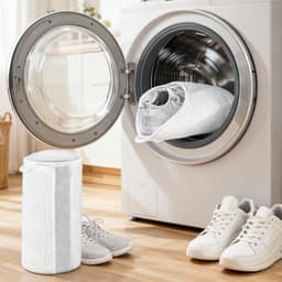 Herbruikbare schoenenwasmachinezakken voor sneakers en tennisschoenen, 360° reiniging, zachte vezels, ideaal voor wasmachine en droger, 2 stuks (wit) — thumbnail 4