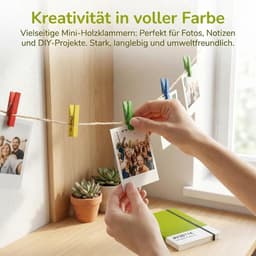 Mini Wasknijpers - Houten Knijpers - Handwerk Decoratie - Twee Maten - 200 Stuks - Meerkleurig — thumbnail 5