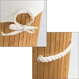 3x wasmand bamboe - wasbox met deksel - 70 liter - rond - 65 x 41 cm - natuur — thumbnail 4