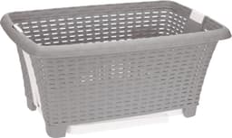 Bathroom solutions wasmand op poten - 2x stuks - grijs - 38 liter - 39 x 59 x 29 cm - Wasgoedmanden - kunststof — thumbnail 2