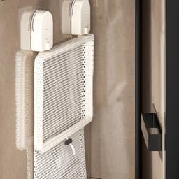 Wasmand Opbergmand - Waszak Netten - Ruimte Besparen - Zuignappen Bevestiging - 30x30x5 cm - Romig — thumbnail 2