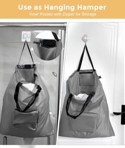 2-Stuks Reiswaszak - Reistas voor vuile was - Opvouwbare reiswaszak - Opbergtas - Draagbare kleine waszak - 51*57cm - Met trekkoordsluiting - Geschikt voor koffers, thuis, kamperen en reizen - Grijs +Zwart — thumbnail 5
