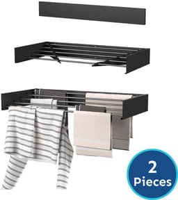 Wasophoogte® Wanddroogrek - Wandmontage Droogrek - Inklapbaar - Muurdroogrek - Wasrek hangend - 80cm - 4m Drooglengte - 2 STUKS — thumbnail 1