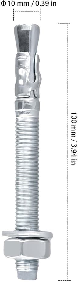Boutankers Verzinkt - Heavy Duty Pluggen - Industriële Montage - Zware Lasten Bevestigen - M10 x 100 mm - Zilver — thumbnail 4