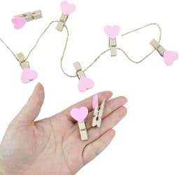Houten Wasknijpers - Hart Clips - Foto's Ophangen - Decoratief Ontwerp - 20 Stuks - Roze — thumbnail 2