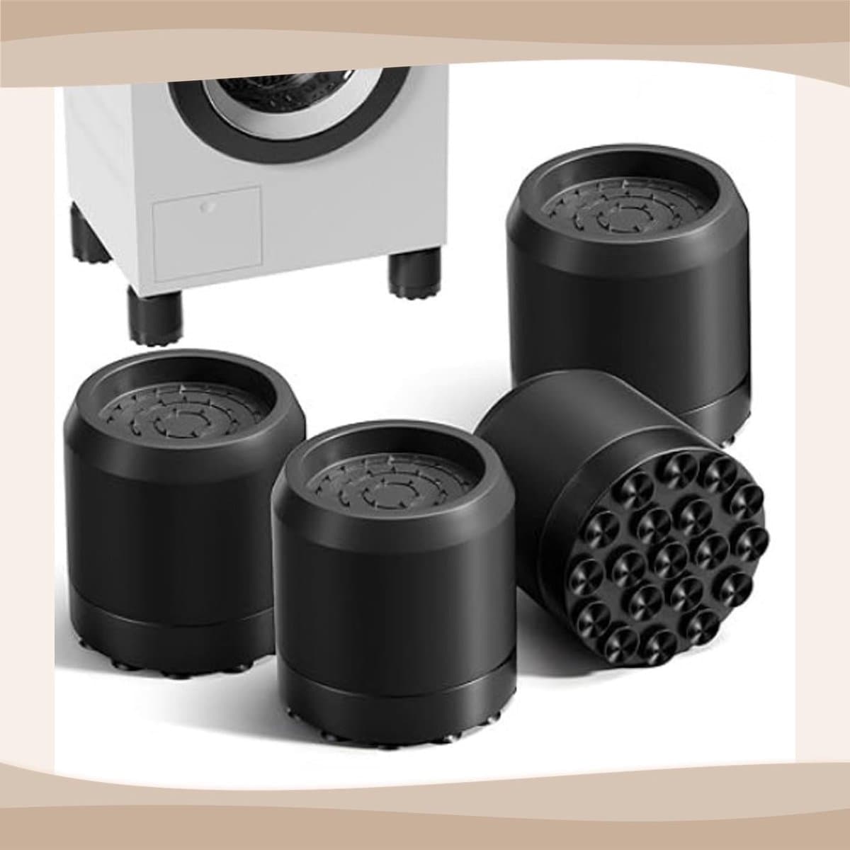 Vibratiedemper Voetkussens, Verpakking van 4, 6,3 cm, Anti-Slip Rubber Voetkussens voor Wasmachines en Drogers — afbeelding 1