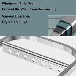 Droogrek Staand - Kledingrek Opvouwbaar - Kleding Drogen - Verstelbaar Met Planken - 44x6x22 cm - Naturel — thumbnail 5