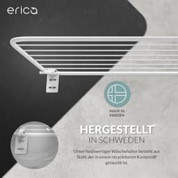 Muurdroger 120x50cm premium dynamic design wit pvc-vrije kunststof - roestvrij staal - opvouwbare muurophanging - 20kg draagvermogen - wit — thumbnail 3