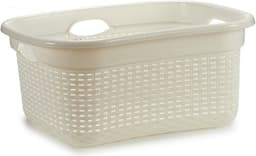 Wasmand - wit - kunststof - 42 x 63 x 26 cm - 25 liter - draagbare wasmand — thumbnail 1