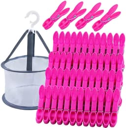Ibenzoa® Set van 48 roze wasknijpers met mand voor binnen en buiten gebruik — thumbnail 1